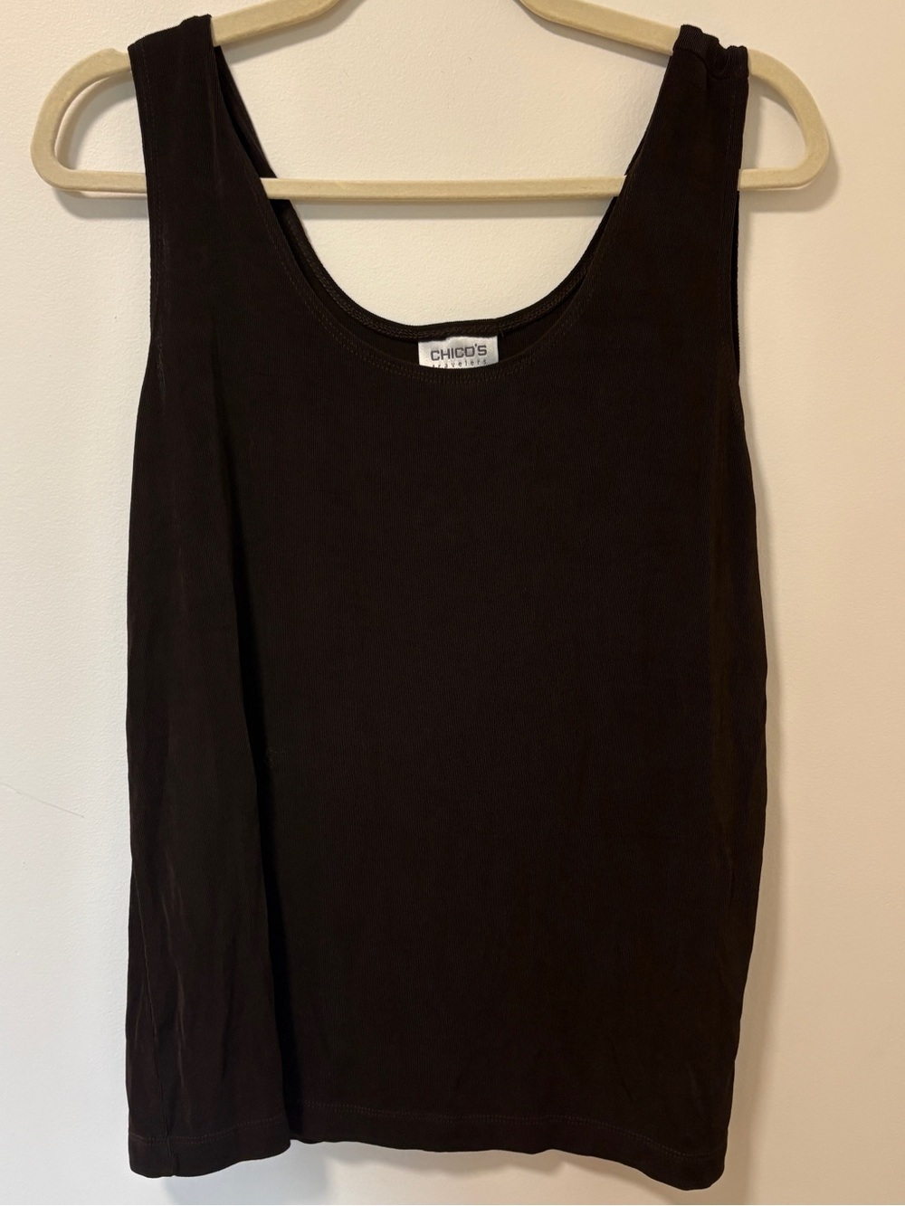 Chico’s Travellers Line chocolate brown stretch tank top NWT Basic Layering Cami